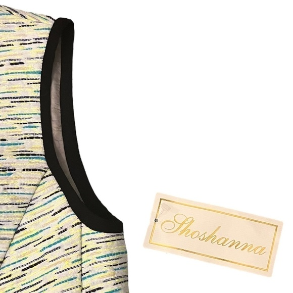 Nwts Shoshanna Charlie Jacquard Dress in Neon Yellow Sleeveless Knee Length - Picture 7 of 16